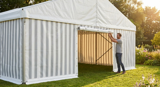 PVC Endwall with wide door in White/Grey - product detail