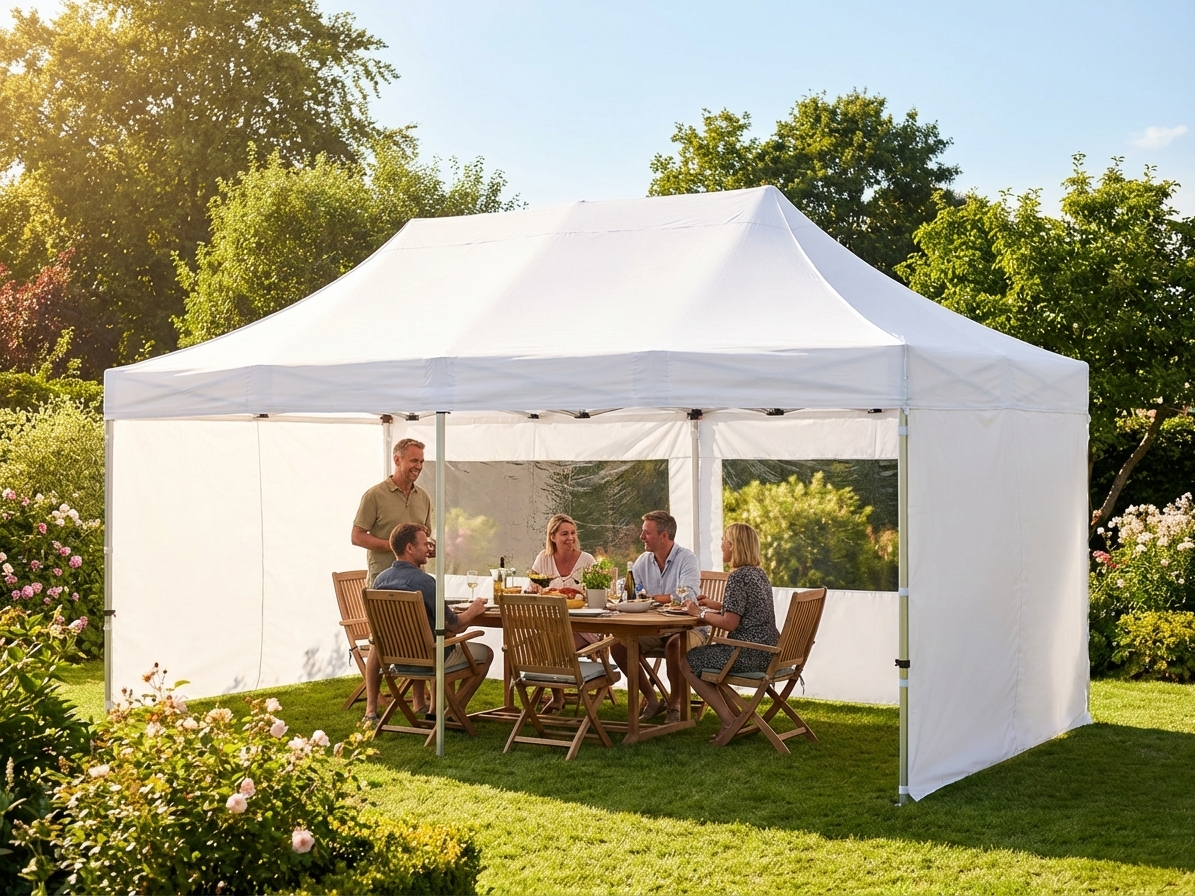 White pop-up gazebo with aluminium frame for outdoor use - view 3