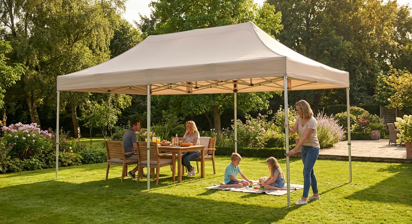 Pop up gazebo in Latte with aluminium frame for outdoor events - view 3