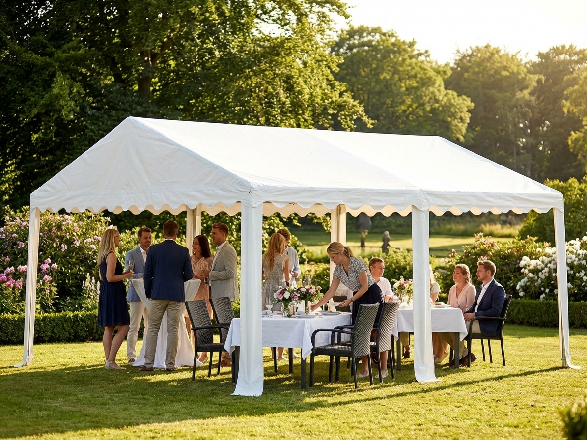White PVC marquee roof cover 6x6 m for outdoor use - view 3