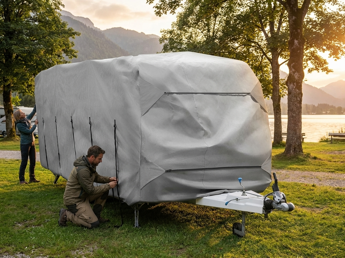 Grey caravan cover 6.4x2.5x2.25 m, outdoor protection - view 3