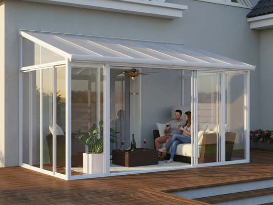 Polycarbonate conservatory with aluminium frame in white - product detail
