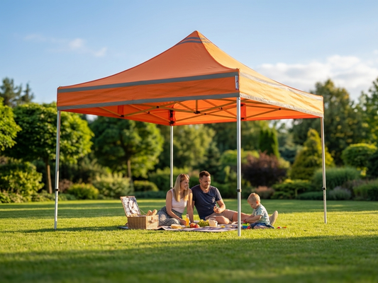 Orange pop-up gazebo with aluminium frame for outdoor use - product detail