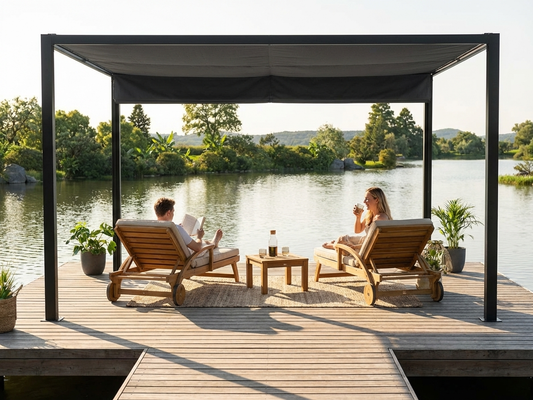 Pergola Gazebo 4x4 m in Black/Dark Grey with Aluminium Frame - product detail