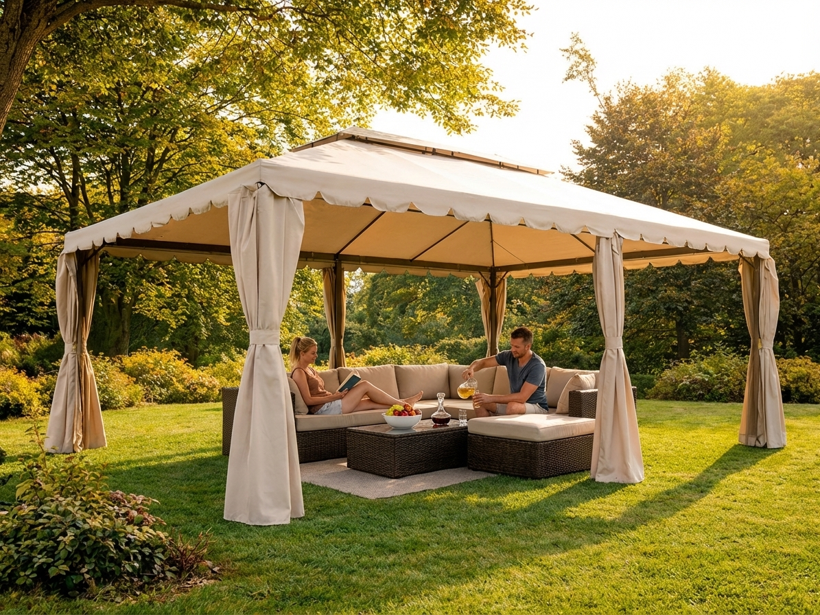 Sand coloured gazebo 3x6 m for outdoor events - view 3