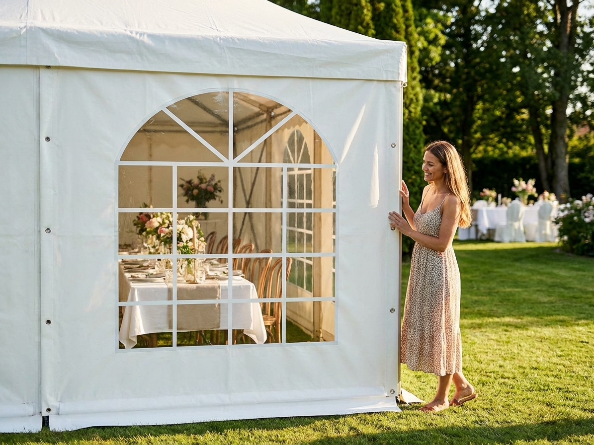 White PVC marquee sidewall, 2.3x2.3m, for event shelters - view 3