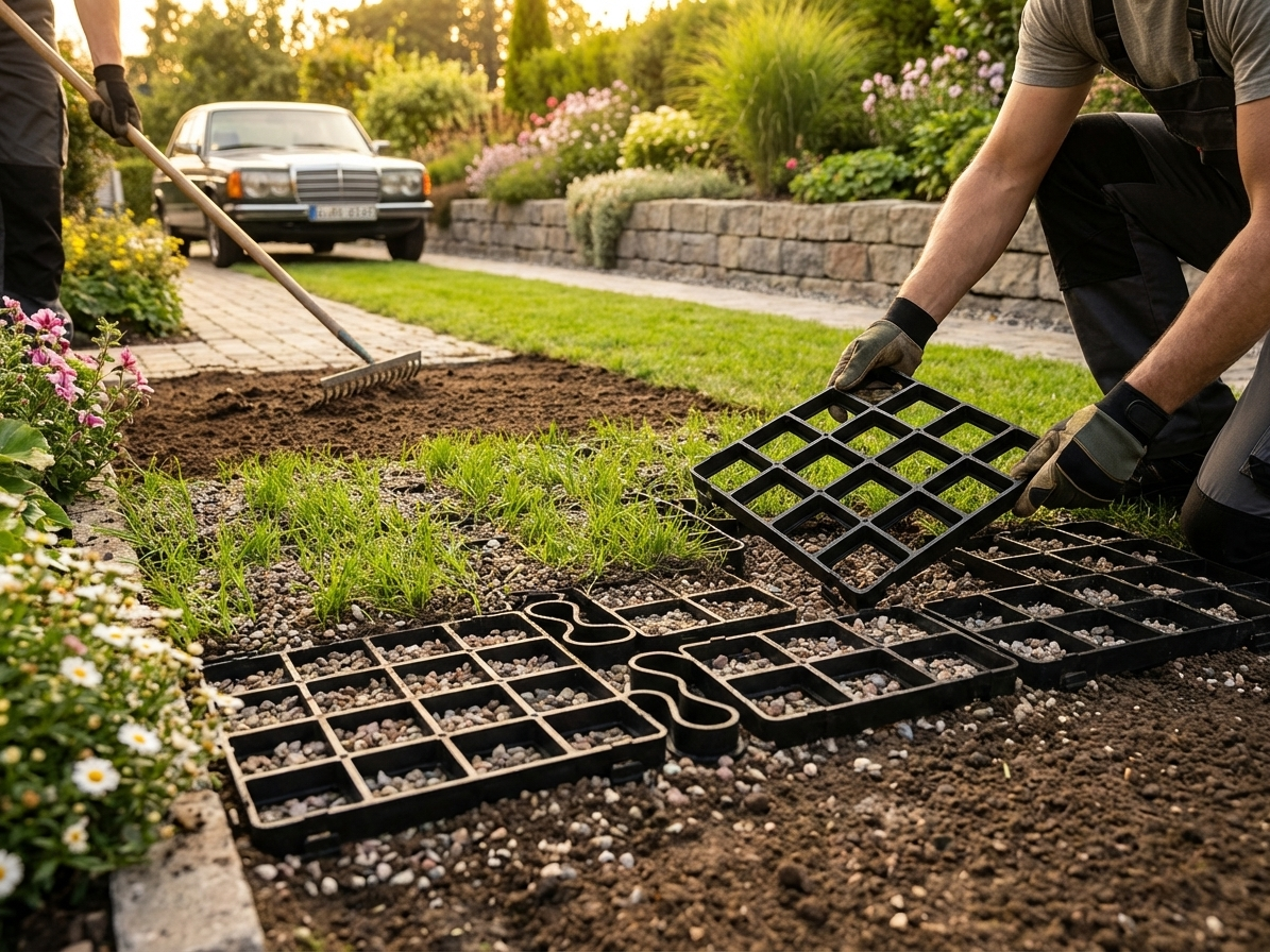 Grass reinforcement grid in anthracite, 1m² coverage - view 3