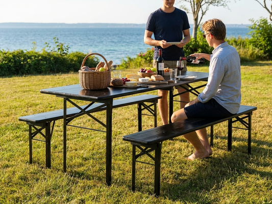 Black Beer Table Set 200x60x78 cm for Commercial Use - product detail