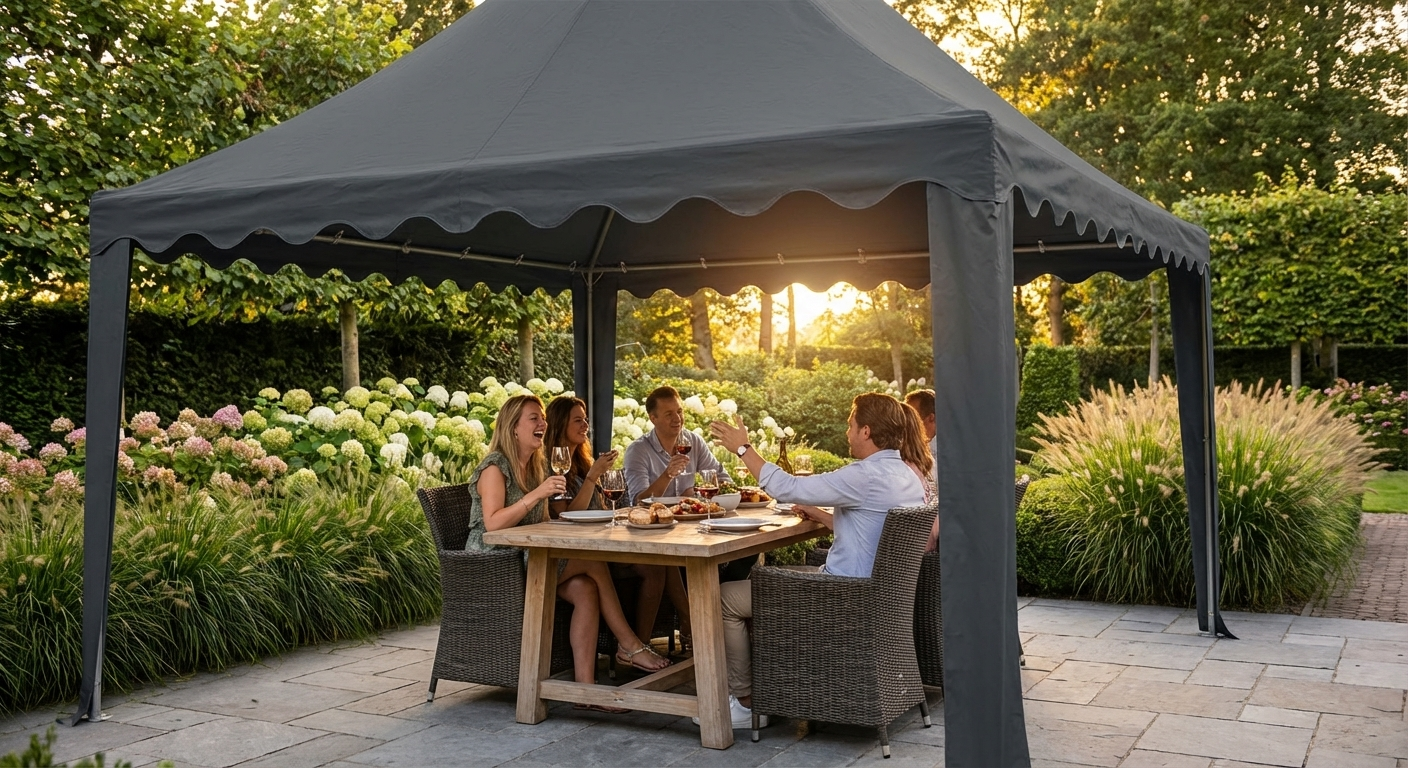 Dark grey marquee roof cover 4x4 m for outdoor use - view 3