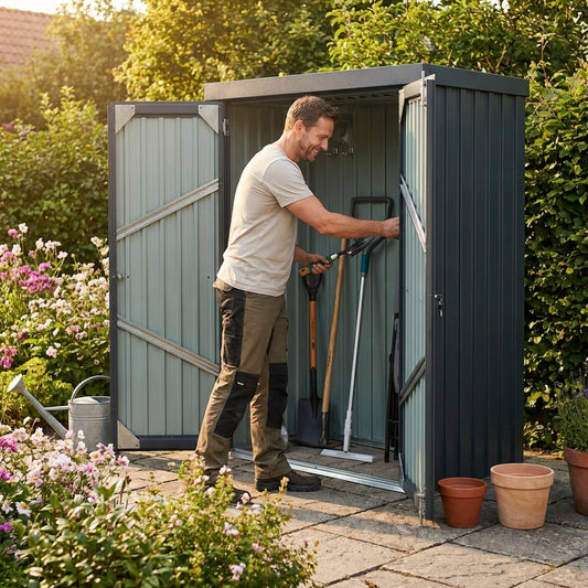 Steel Garden Shed - 1.4x0.81x1.8m Anthracite - Galvanised Steel - Outdoor Storage