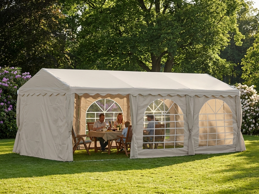 Sand coloured 3x6 m marquee for outdoor events - product detail