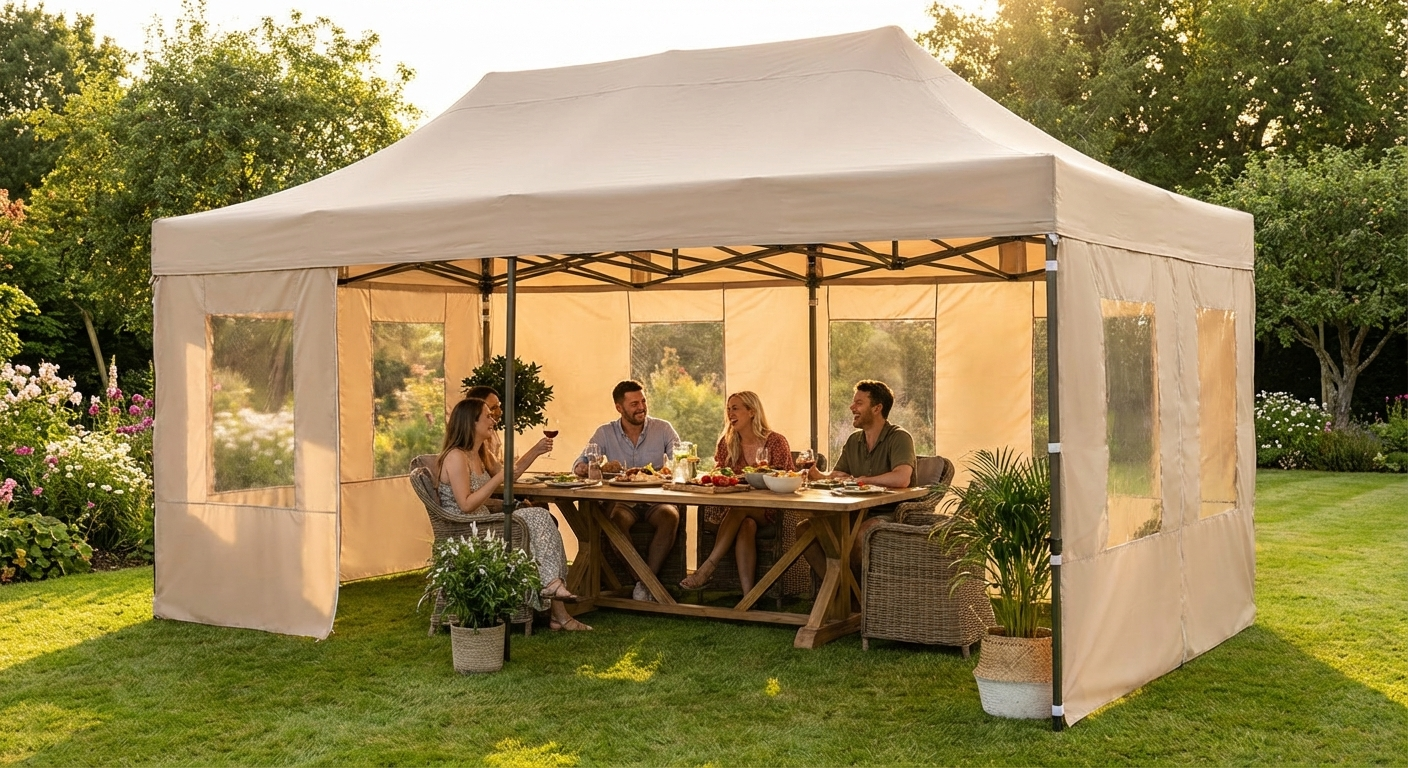 Pop Up Gazebo 4x6 m Latte with Aluminium Frame - view 3