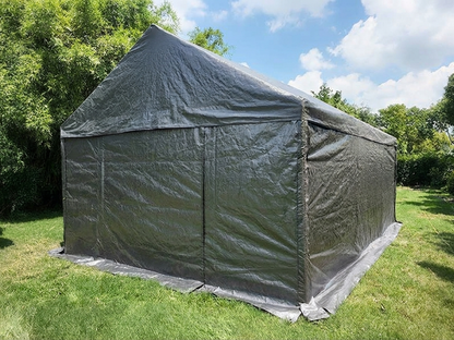 Durable 3x4 m grey storage tent with galvanised steel frame
