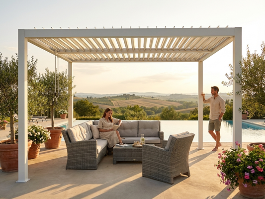 Aluminium pergola gazebo 3x4m in white, outdoor use