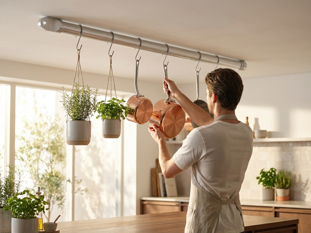 Silver ceiling rail made from galvanised steel, 1465 mm