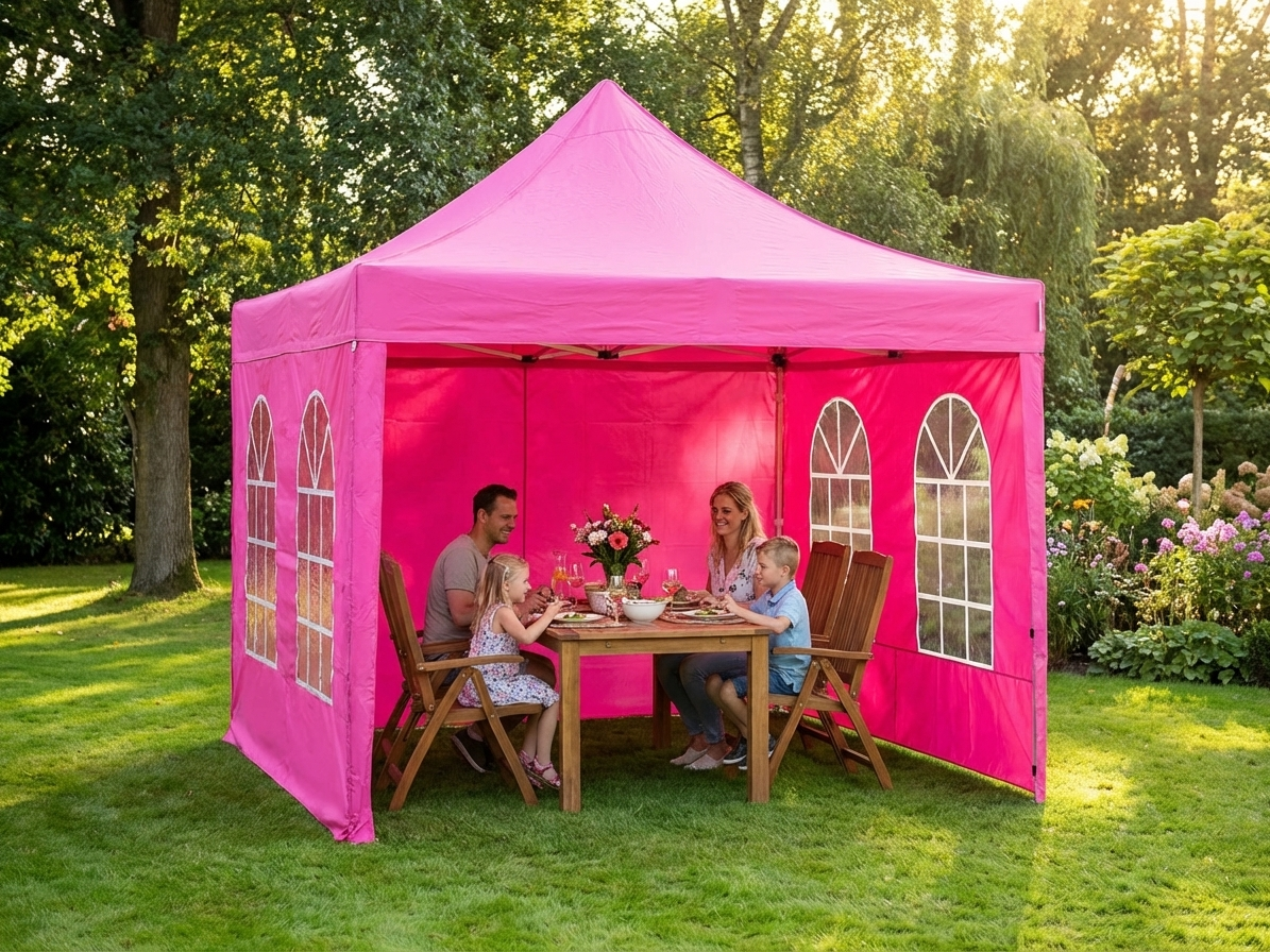 Pink pop up gazebo 3x3m with aluminium frame for outdoor use