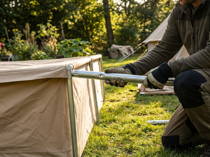 Galvanised steel storage tent pipe in silver, ideal for industrial use - product detail