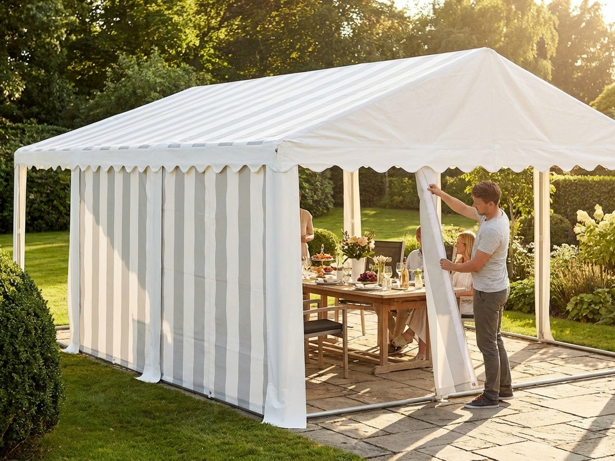Marquee roof cover in white and grey PVC for outdoor events - product detail