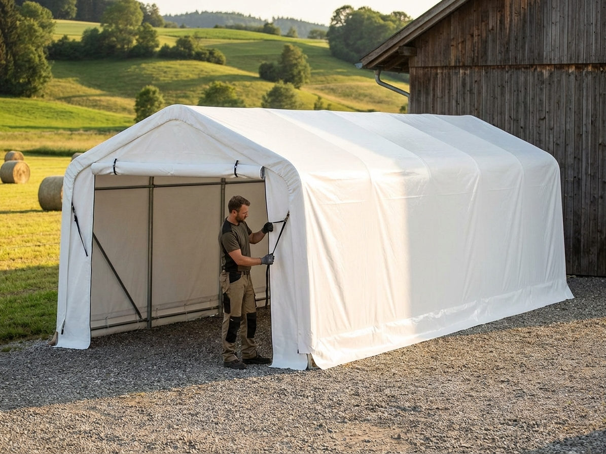 White PVC roof cover for storage shelter, 4x10x3.5 m - product detail