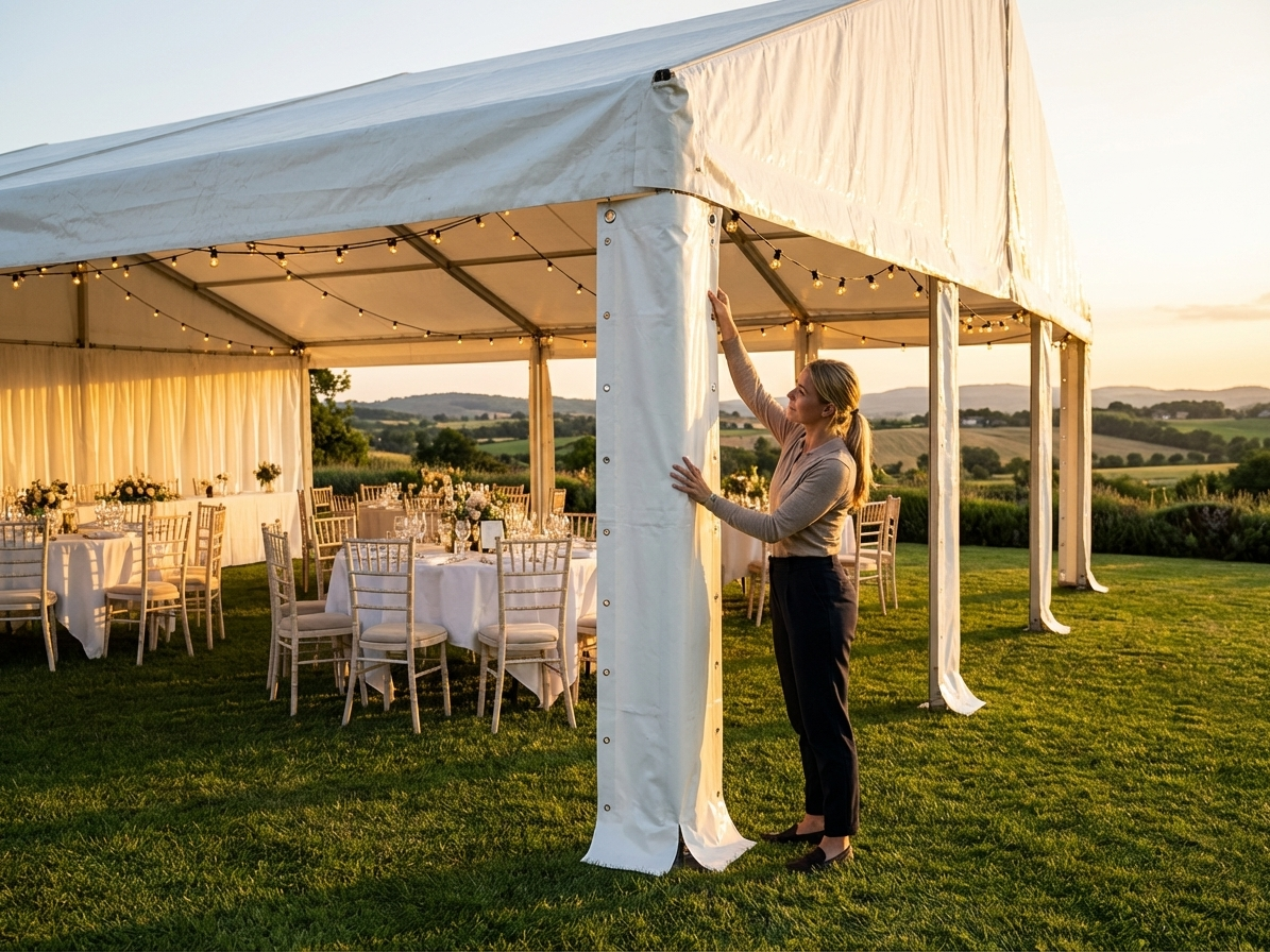 White PVC leg cover for marquees