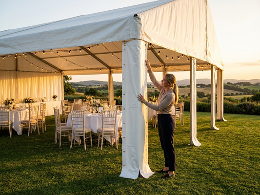 White PVC leg cover for marquees