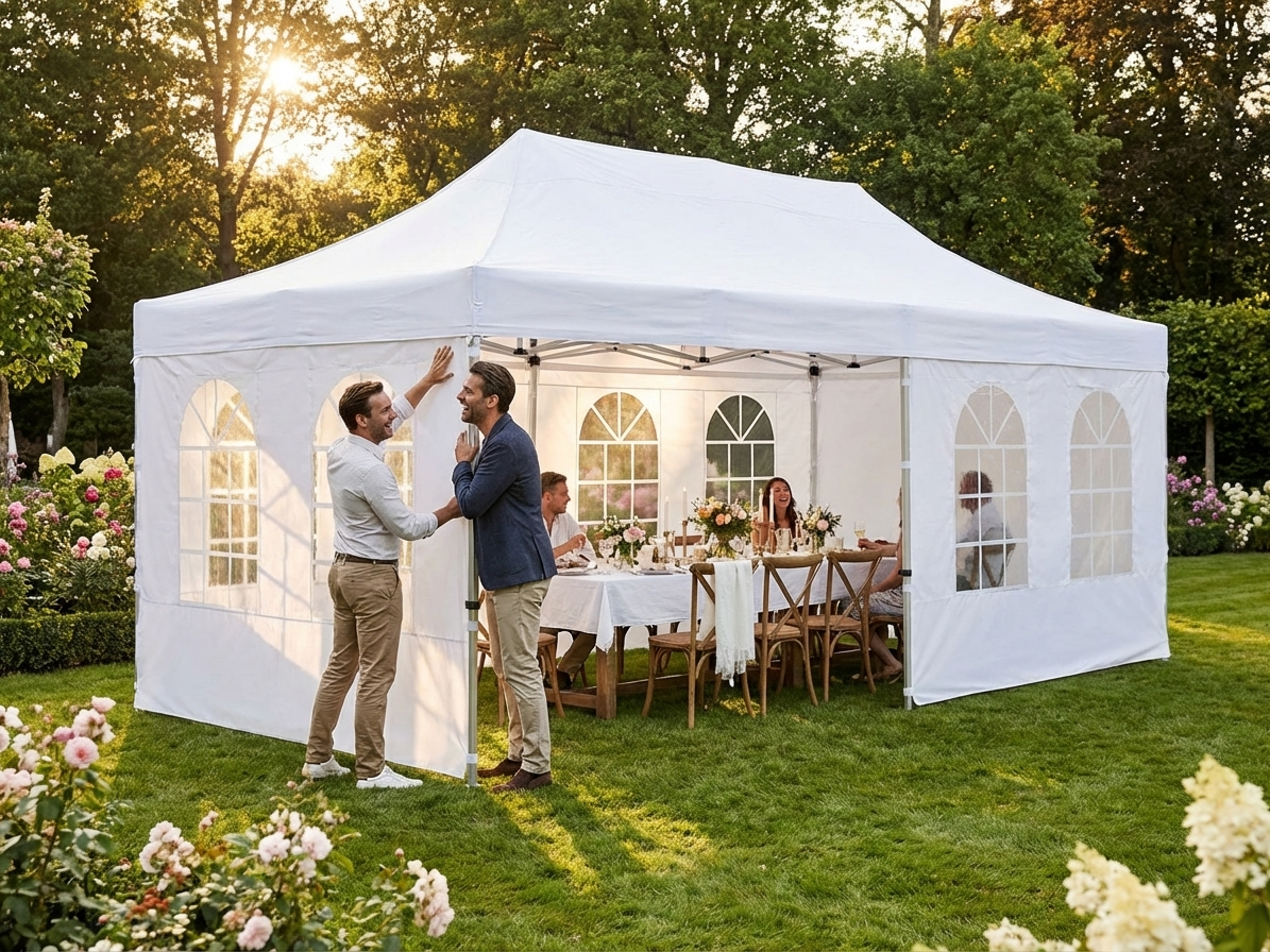 White gazebo sidewall kit 3x6m for outdoor events