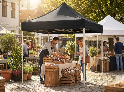 Pop up gazebo 2x2 m black with aluminium frame for outdoor use - view 3