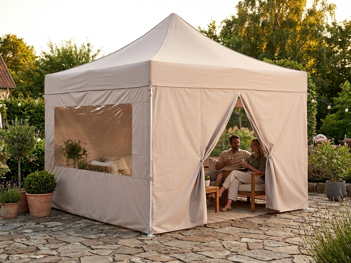 Gazebo sidewall kit in latte, 4x4 m, waterproof polyester - view 3
