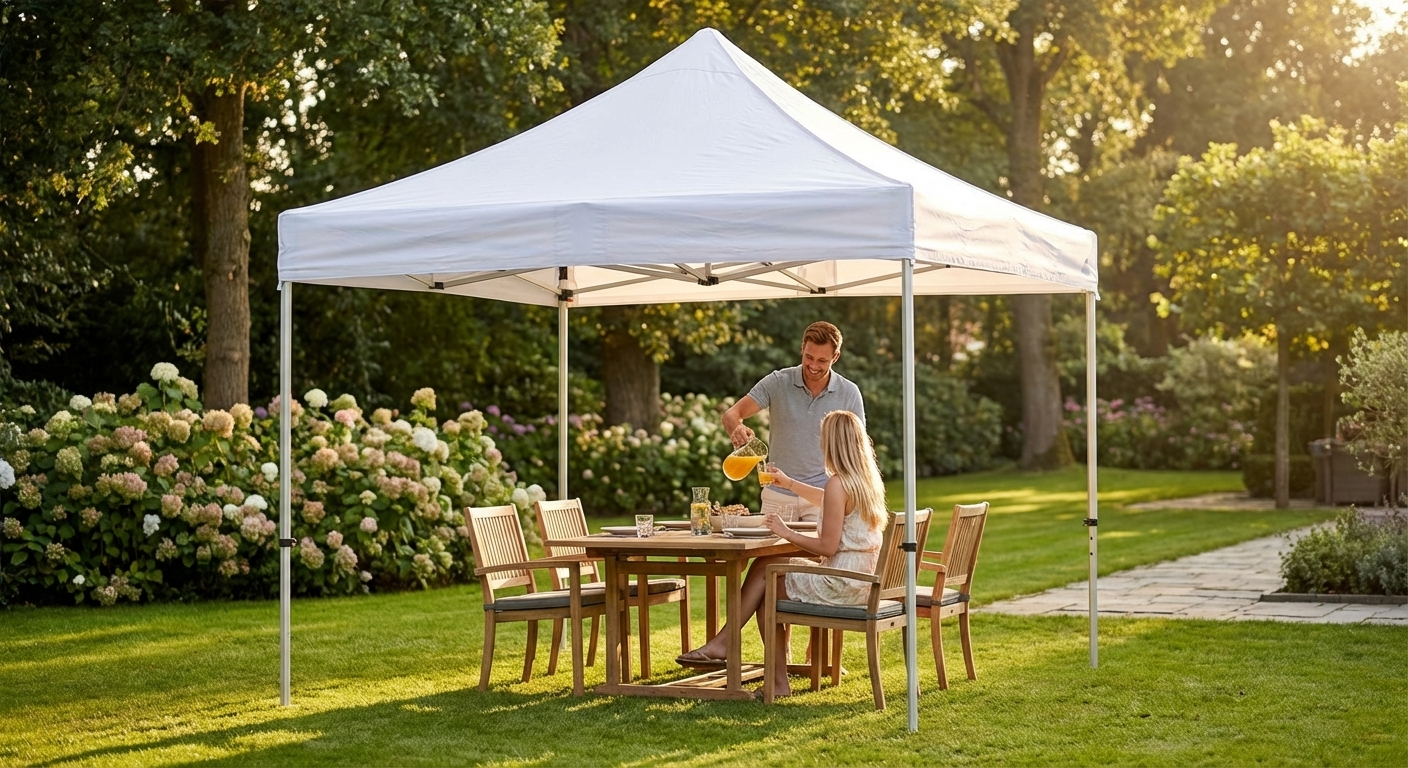 Pop Up Gazebo 4x4m White Flame Retardant for Outdoor Events - view 3