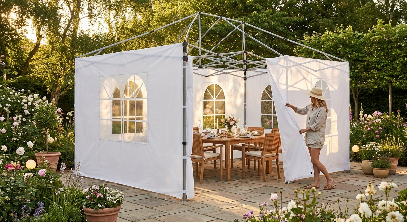 White gazebo sidewall kit 3x6m for outdoor events - product detail
