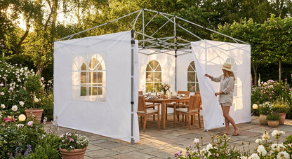 White gazebo sidewall kit 3x6m for outdoor events - product detail