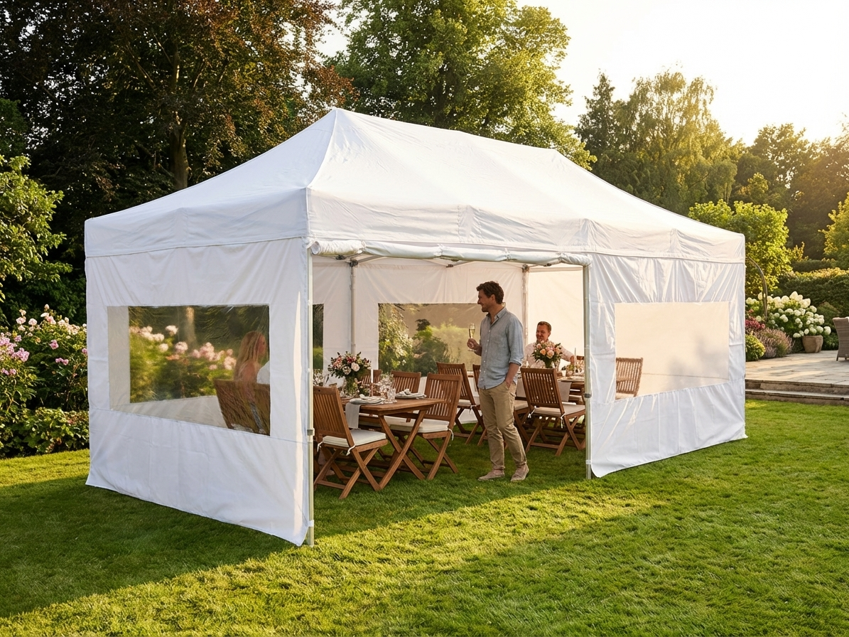 White pop-up gazebo 4x8 m with aluminium frame - view 3