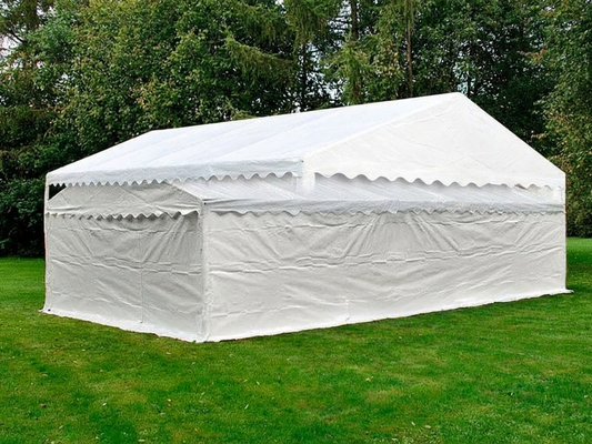 White storage tent 5x8 m with polyethylene and steel frame