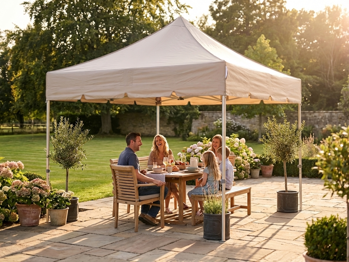 Pop up gazebo with aluminium frame in latte colour for outdoor use - product detail