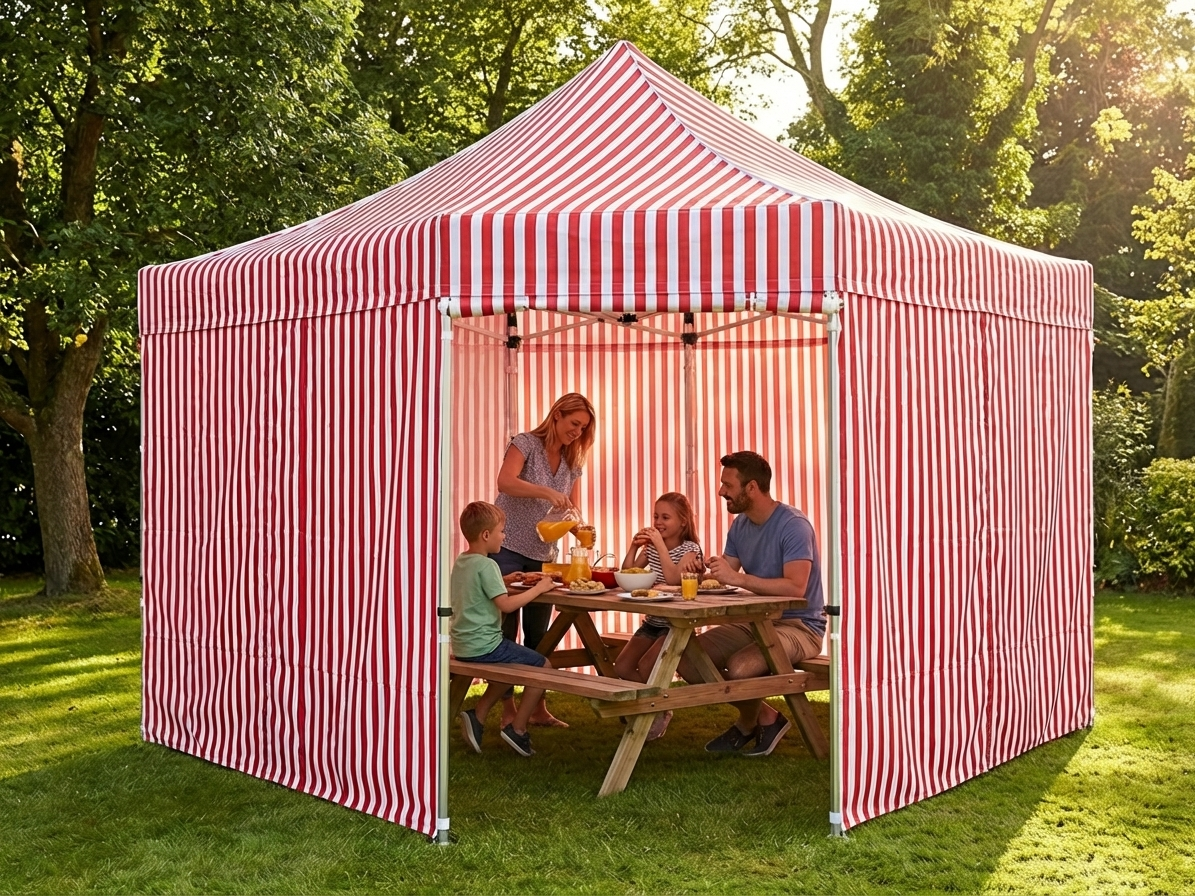 4x4m Pop Up Gazebo in White and Red with Aluminium Frame for Outdoor Events