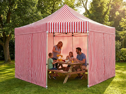 4x4m Pop Up Gazebo in White and Red with Aluminium Frame for Outdoor Events