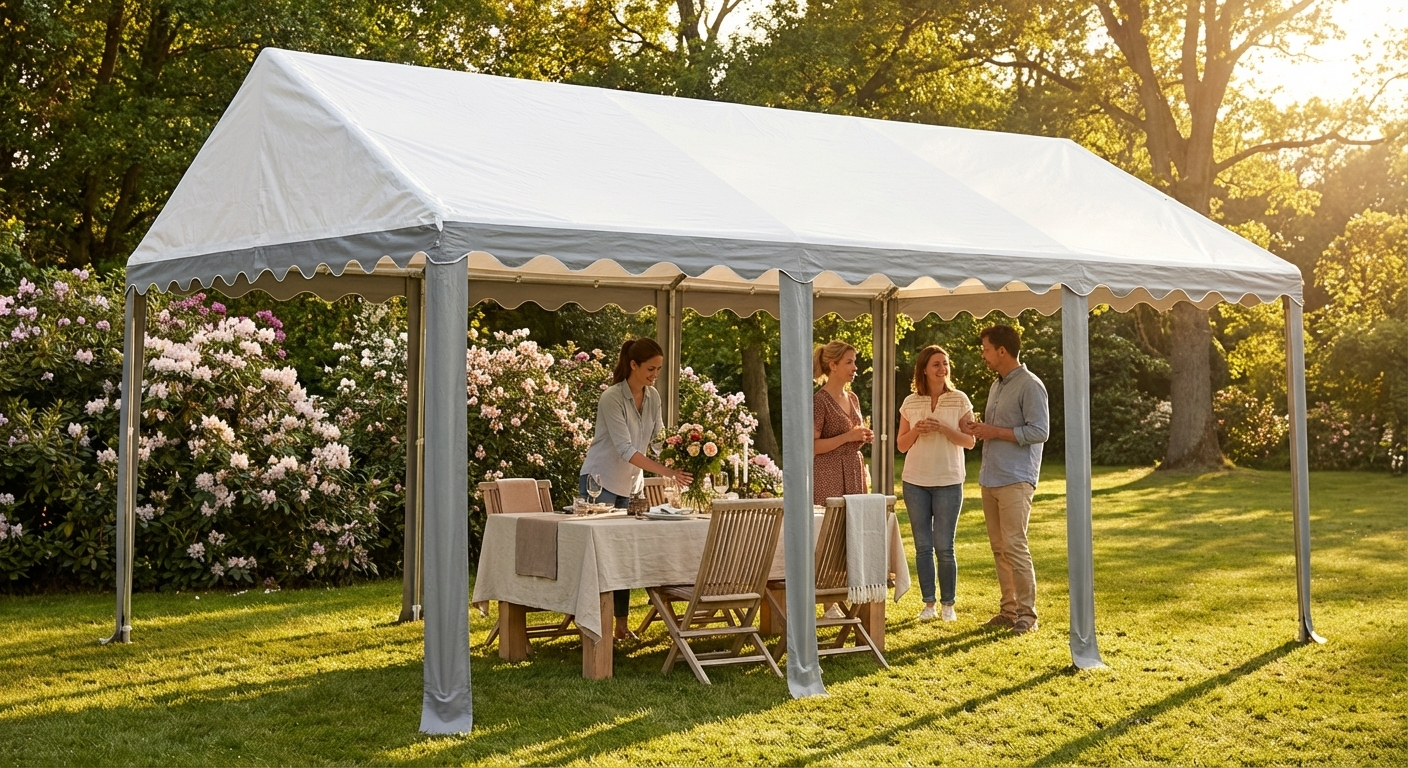 Marquee roof cover in white/grey for 4x6 m size