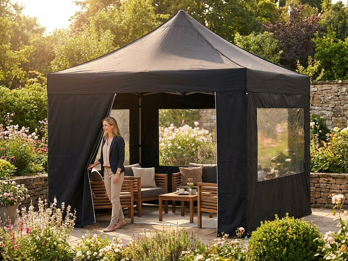 Black pop-up gazebo sidewall kit for outdoor events - view 3