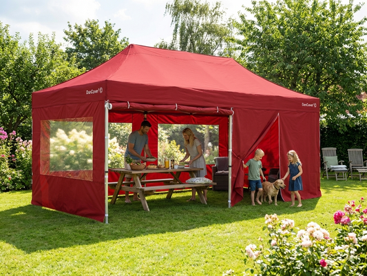 Red sidewall kit for 3x6m pop-up gazebo, waterproof and UV-resistant - product detail