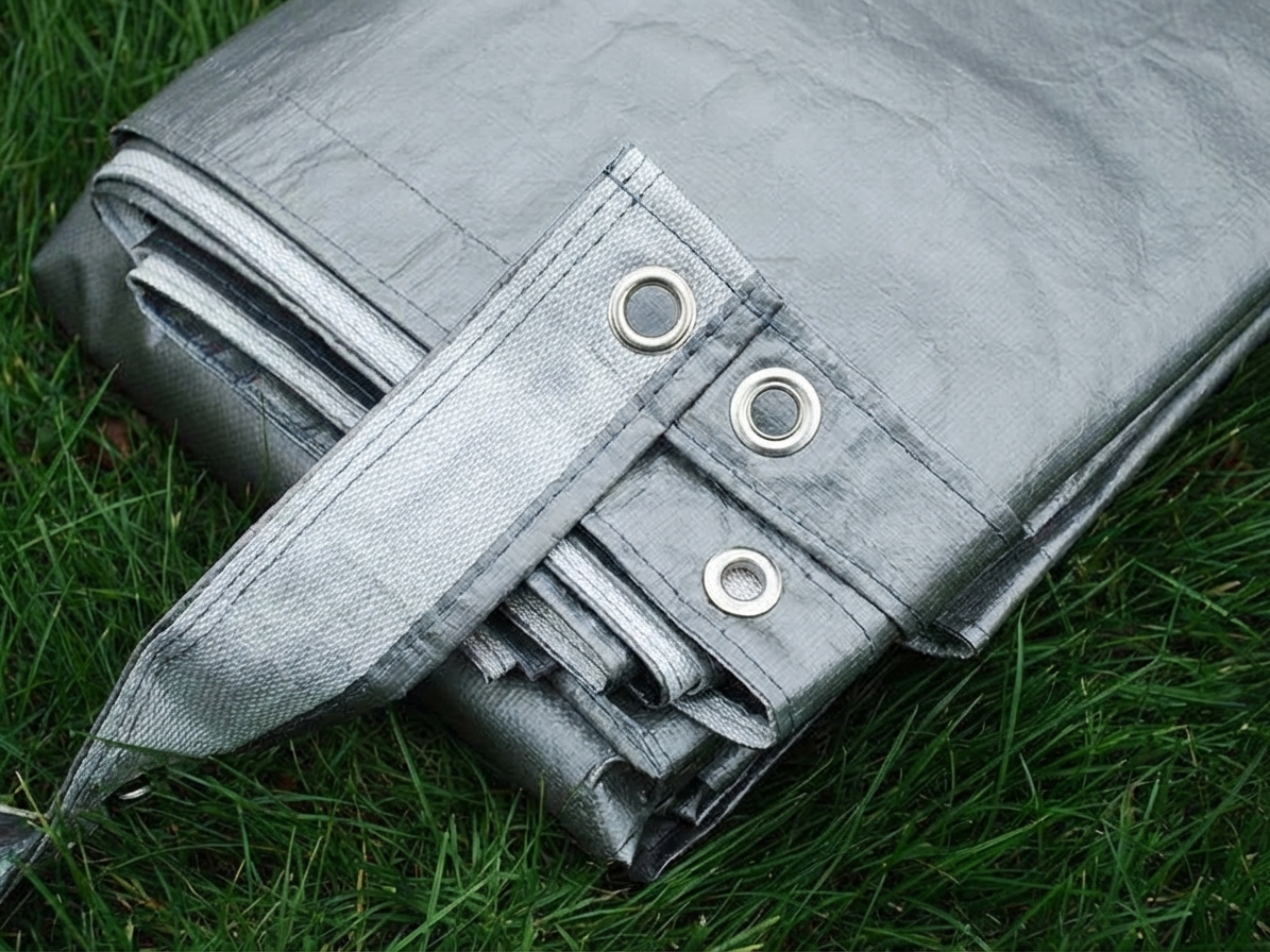 Grey tarpaulin 6x12 m, PE 300 g/m² for outdoor use