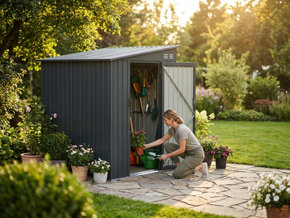 Garden shed anthracite colour galvanised steel outdoor storage - view 3