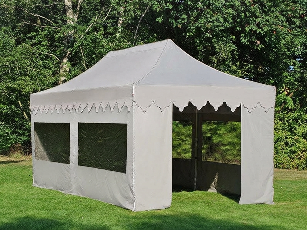 Pop up gazebo in latte colour with aluminium frame for outdoor events