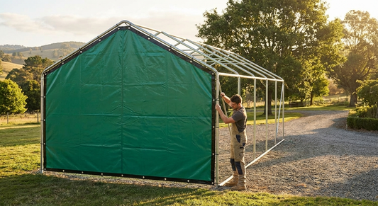 PVC Portable Garage Endwall in Green, 3.3x6 m