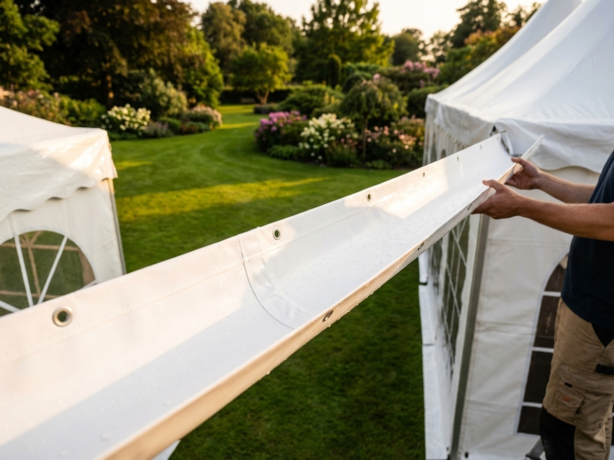 PVC raingutter for marquees, white, strong and waterproof - view 3