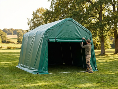 PVC endwall/door for portable garage, 3.6x4.8m in green - product detail