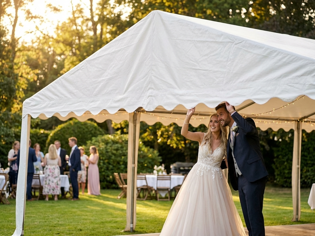 White PVC roof cover for 6x10m marquee - view 3