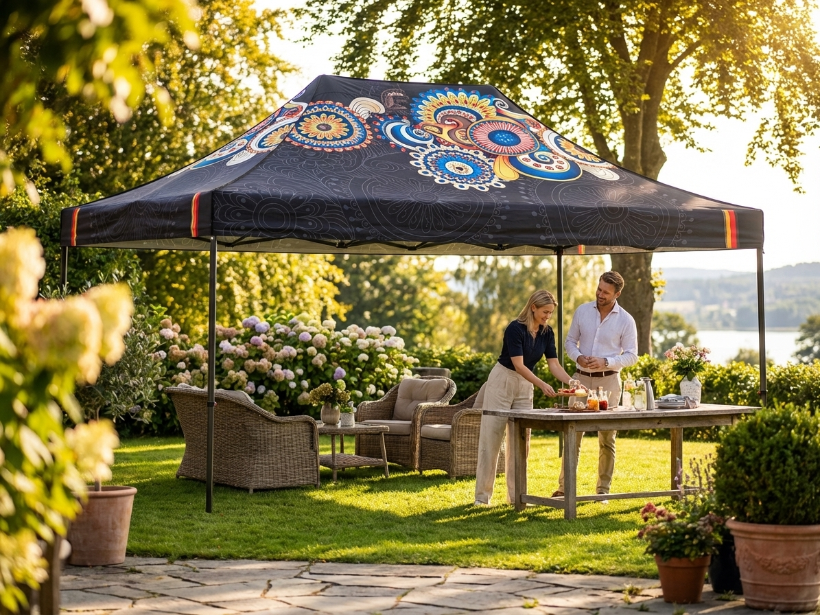 Printed roof cover for pop-up gazebo in white, size 4x8m - product detail