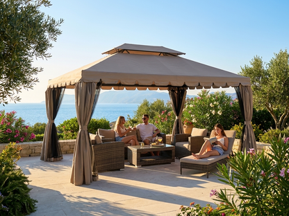 Elegant dark beige gazebo for outdoor events