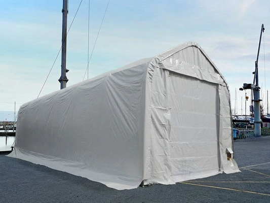 White PVC storage tent with galvanised steel frame - product detail