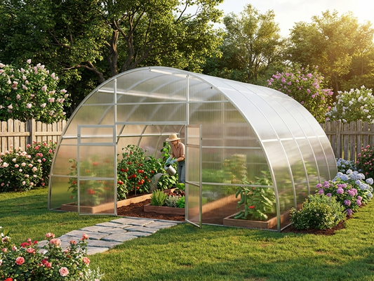 Polycarbonate Greenhouse 36 m² Silver with Steel Frame - product detail